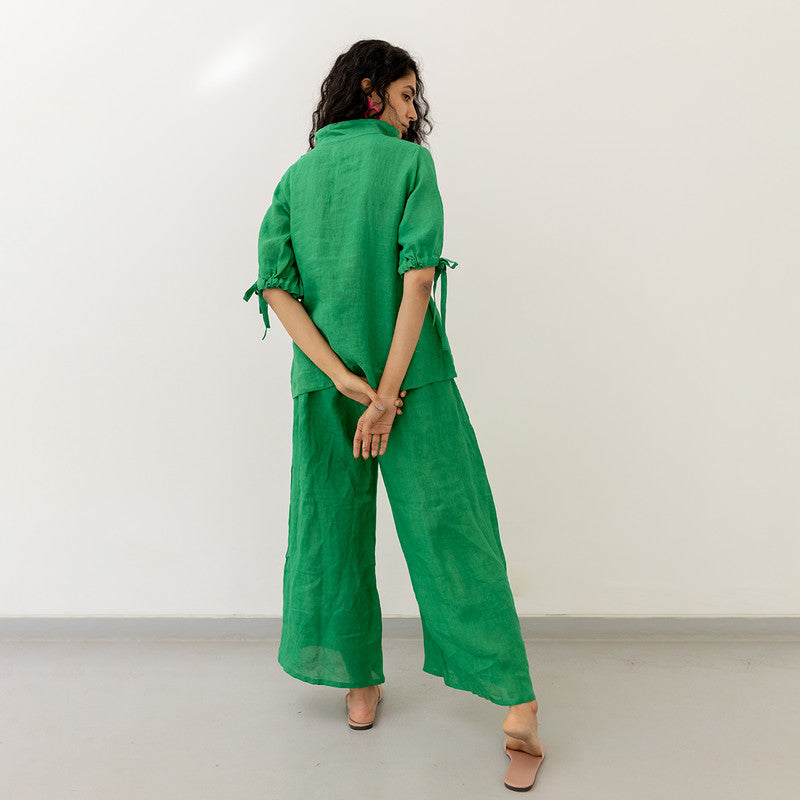 Women Linen Co Ord Set | Green