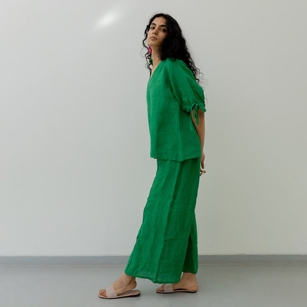 Women Linen Co Ord Set | Green