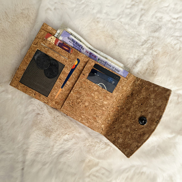 Women Trifold Wallet | Cork & Cotton | Green