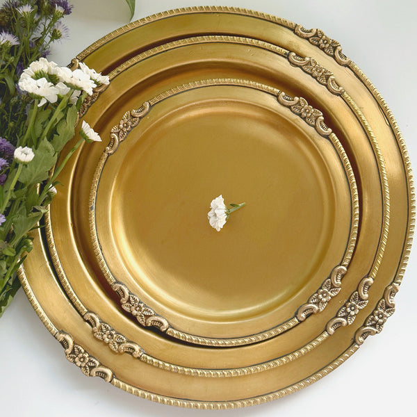 Victorian Round Brass Tray Matt | Set of 3