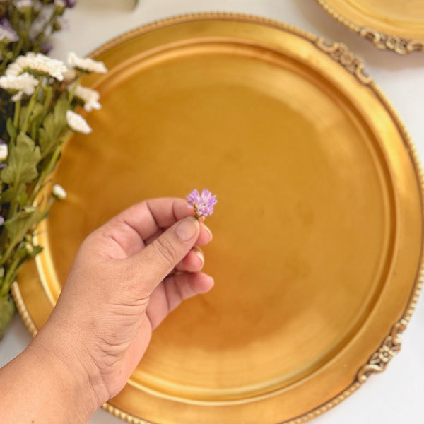 Victorian Round Brass Tray Matt | Set of 3