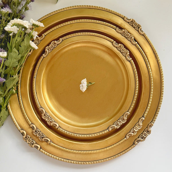 Victorian Round Brass Tray Matt | Set of 3