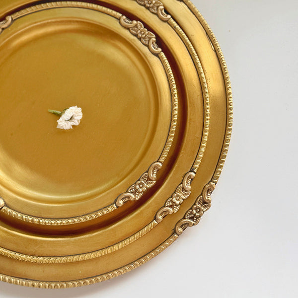 Victorian Round Brass Tray Matt | Set of 3