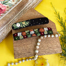 Cotton Linen Hair Clips for Women | Black | Set of 2 | Hand Embroidered