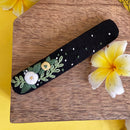 Cotton Linen Hair Clip for Women | Black | Hand Embroidered