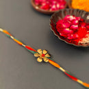 Cotton Rakhi For Brother | Golden Flower | Red & Green