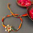 Cotton Rakhi For Brother | Golden Flower | Red & Green