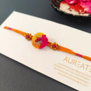 Cotton Rakhi Lumba Set For Bhaiya & Bhabhi | Orange & Pink