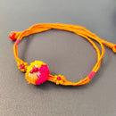 Cotton Rakhi Lumba Set For Bhaiya & Bhabhi | Orange & Pink