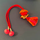 Cotton Rakhi Lumba Set For Bhaiya & Bhabhi | Beads & Bird | Red & Orange