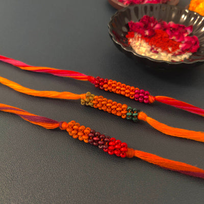 Cotton Rakhi For Brother | Beadwork | Pack of 3