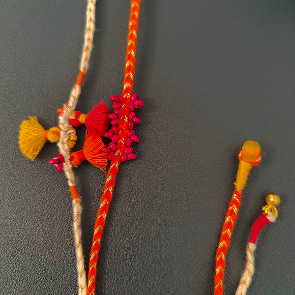 Cotton Rakhi For Brother | Orange & Pink | Pack of 2