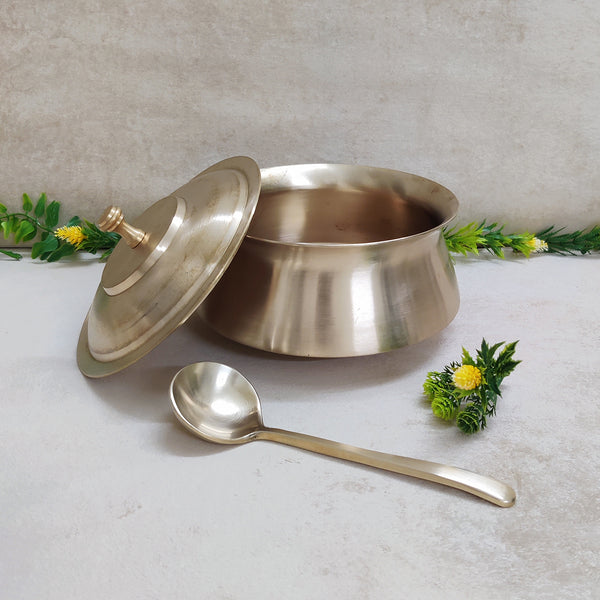 Bronze Utensils | Handi with Laddle | Silver