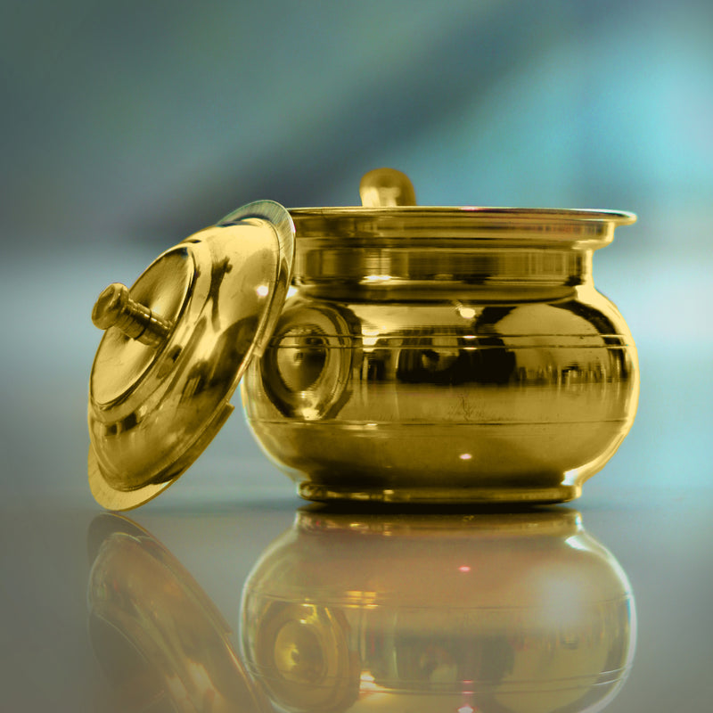 Brass Ghee Pot with Spoon | 250ml | 4 Inches.