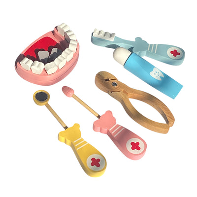 Wooden Toys for Kids | Dentist Toy Set | Doctor Play Set | Multicolour | Set of 14