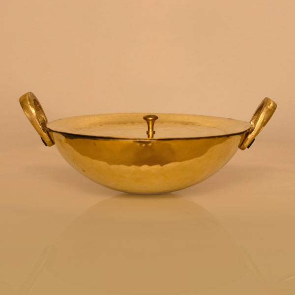 Brass Utensils | Brass Cookware | Kadai with Lid | 1.5 Litre