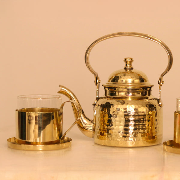 Brass Teapot Set | Golden