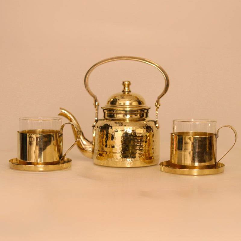 Brass Teapot Set | Golden