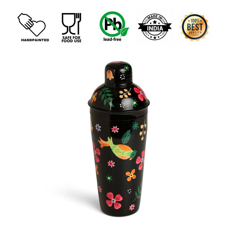 Stainless Steel Cocktail Shaker | Hand-Painted | 750 ml | Black