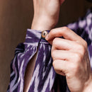 Ikat Print Kurta Set for Men | Purple | Full Sleeves