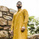 Jamdani Cotton Kurta for Men | Yellow