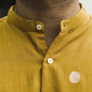 Jamdani Cotton Mens Shirt | Motifs | Mustard Yellow