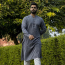 Jamdani Cotton Kurta Pajama Set for Men | English Blue