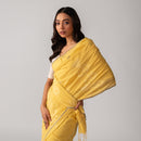 Festive Wear for Women | Handwoven Cotton Saree With Jamdani Motifs | Yellow