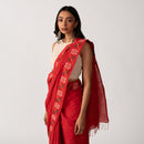 Women Festive Wear | Handwoven Cotton With Jamdani Motifs | Red