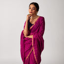 Handwoven Silk Saree | Jamdani Motifs | Magenta
