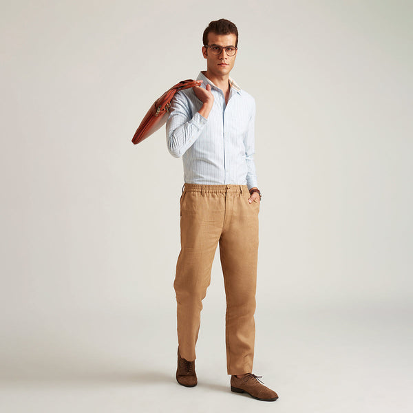 Organic Linen Pants for Men | Brown