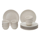 Ceramic Dinner Set | Stoneware | 6 Dinner Plates & 12 Bowl Katori | Ivory | Set of 18