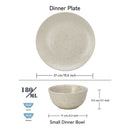 Ceramic Dinner Set | Stoneware | 6 Dinner Plates & 12 Bowl Katori | Ivory | Set of 18