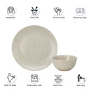 Ceramic Dinner Set | Stoneware | 6 Dinner Plates & 12 Bowl Katori | Ivory | Set of 18