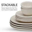 Ceramic Dinner Set | Stoneware | 6 Dinner Plates & 12 Bowl Katori | Ivory | Set of 18