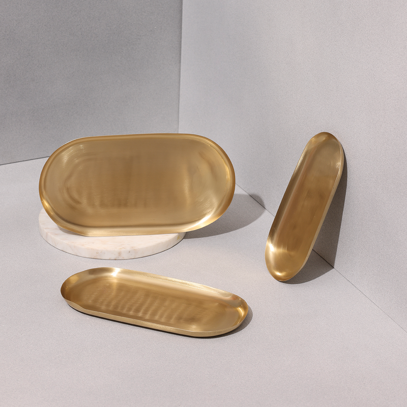 Brass Platters | Set of 3 | Handcrafted | Serving Tray Sets |  Gift Box