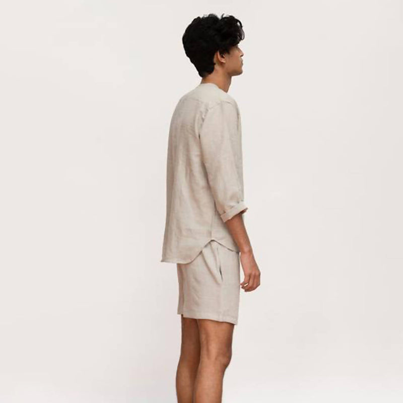 Pure Linen Men Shorts Set | Ecru.