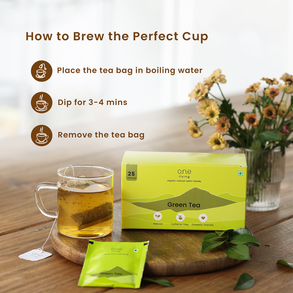 Natural Green Tea | 25 Tea Bags | Caffeine-free