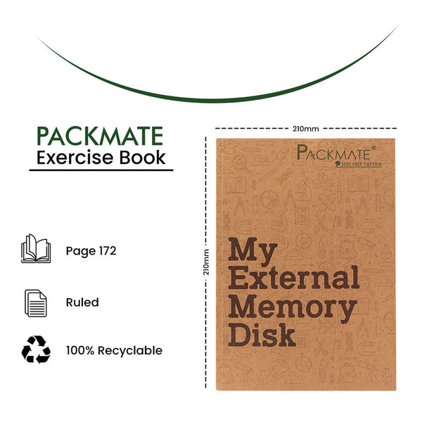 Exercise Book | 100% Recycled Paper | Cover design: My External Memory Disk | Size 21 x 29.7 cm | 172 Pages