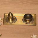 Festive Gifts | Pooja Gift Set | Alpana Brass Thali, Diya & Incense Stick Holder