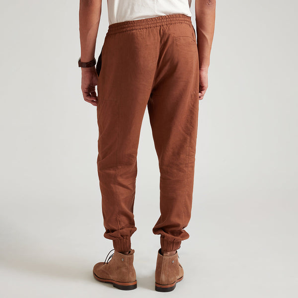 Organic Linen Joggers for Men | Relaxed-Fit | Brown