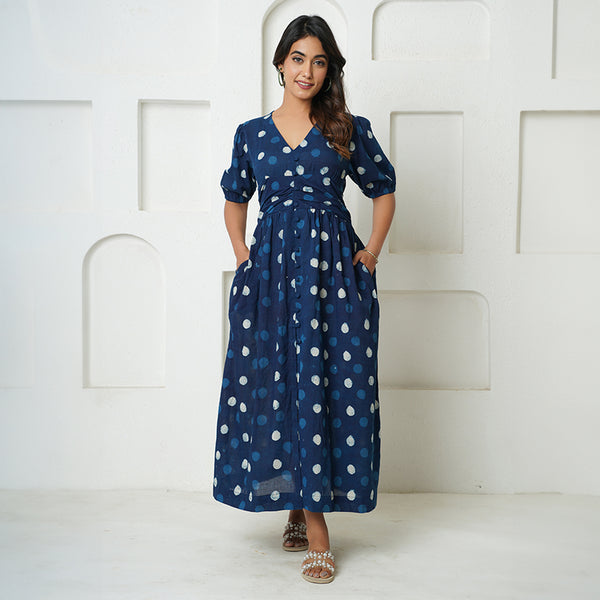 Cotton Dress For Women | Handblock Print | Comfort Fit | Blue