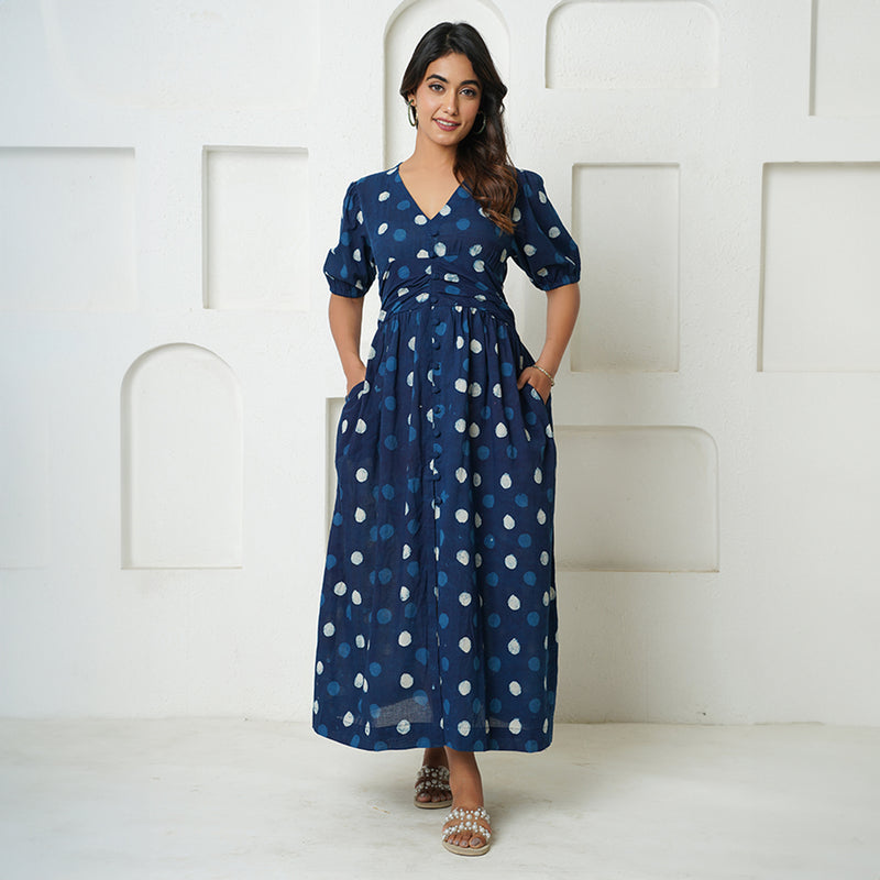 Cotton Dress For Women | Handblock Print | Comfort Fit | Blue