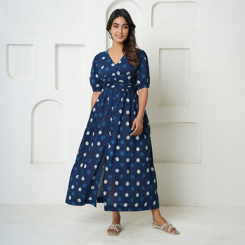 Cotton Dress For Women | Handblock Print | Comfort Fit | Blue