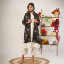 Mashru Silk Overlay Jacket | Ajrakh Print | Black