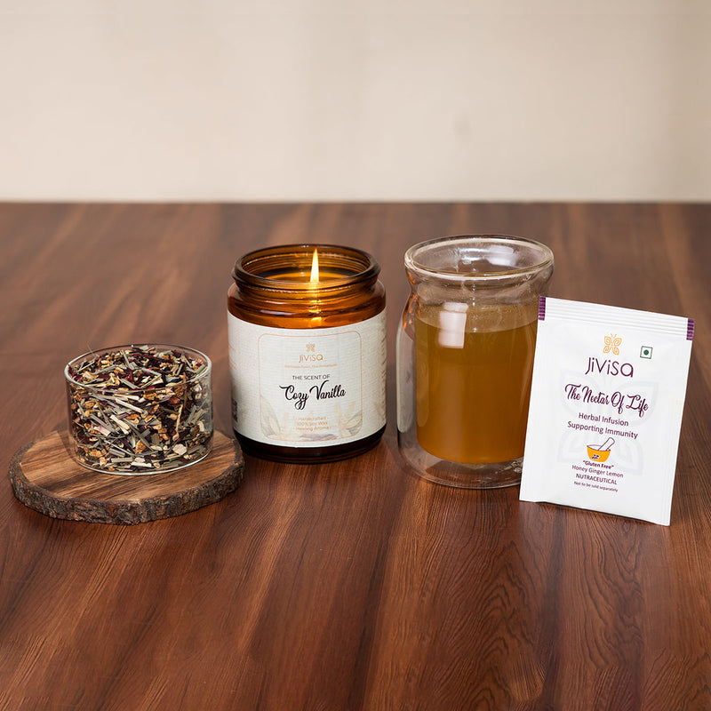 Festive Gifts | Herbal Infusion | Tea Pack | Candle | Set of 3