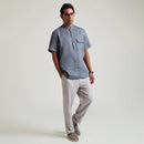 Organic Linen Shirt for Men | Half Sleeves | Blue