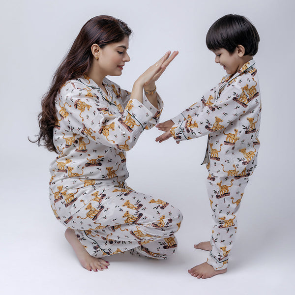 Cotton Pyjama Set For Women | Animal Print | Multicolor