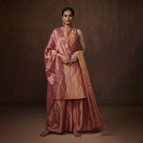 Chanderi Tissue Dupatta for Women | Pink & Orange