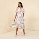 Cotton Poplin A-Line Dress for Women | Printed | Multicolour
